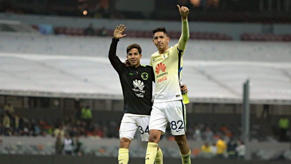 Diego Lainez y Edson Álvarez previo a juego del América en 2017