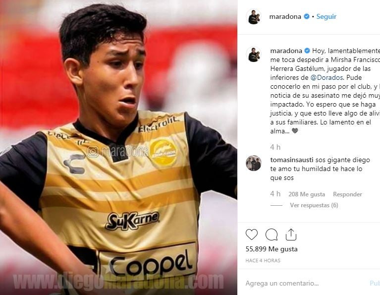 Esta es la publicación en la que Maradona lamentó lo acontecido