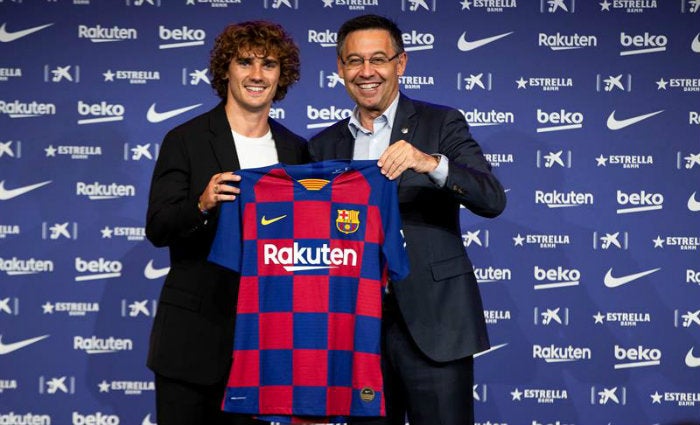 Griezmann, en su presentación con el Barcelona