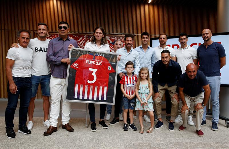 Filipe Luis en su despedida del Atlético de Madrid