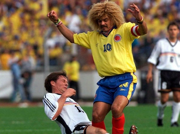 Carlos Valderrama en su etapa como futbolista con la selección de Colombia