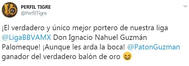 Mensaje a Guzmán por parte de la afición de Tigres