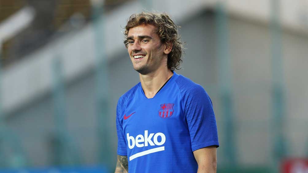 Antoine Griezmann durante un entrenamiento del Barcelona