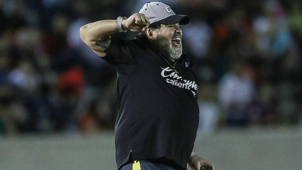 Maradona, en festejo durante su etapa en Dorados