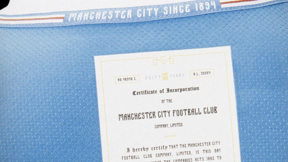 Uno de los detalles en la playera del Manchester City