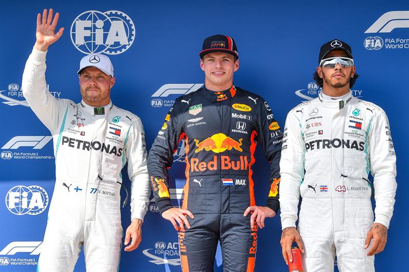 Bottas, Verstappen y Hamilton, en el GP de Hungría