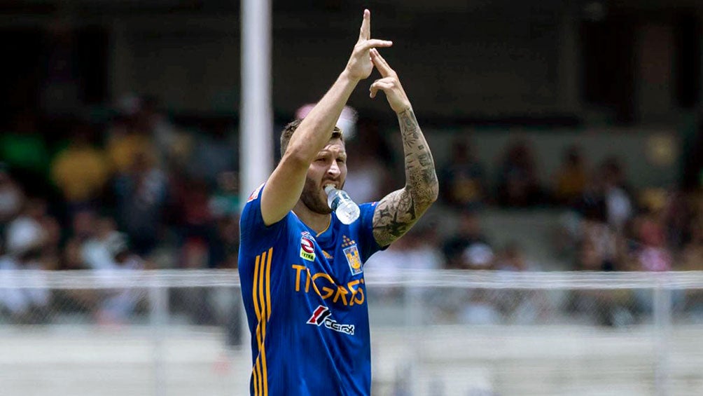 André Pierre Gignac celebra su gol 105 con Tigres