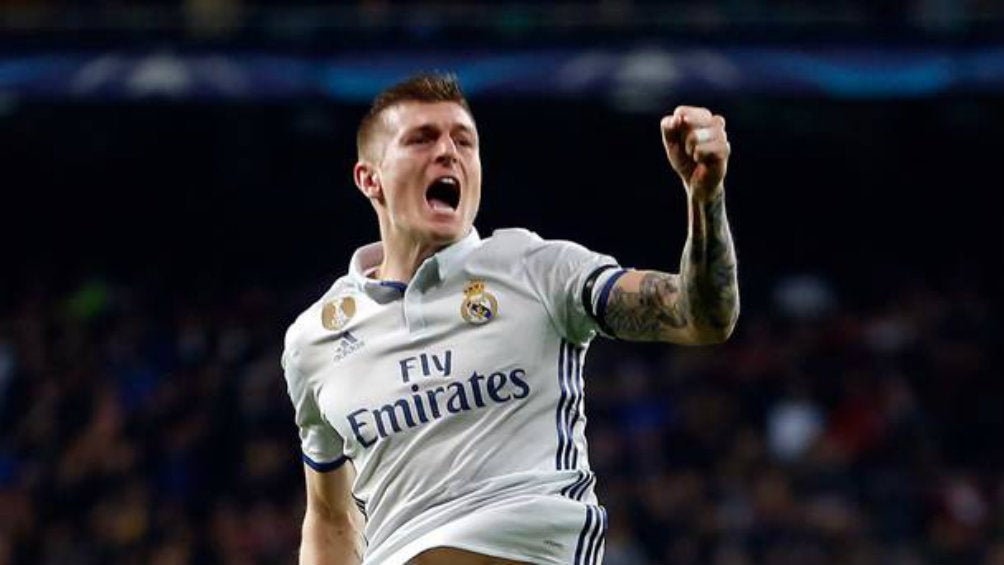 Toni Kroos celebra una anotación con Real Madrid