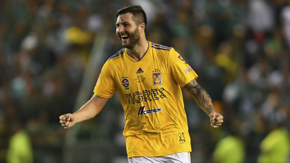 Gignac, en festejo tras marcar un gol con Tigres