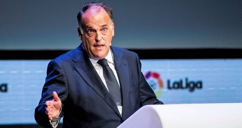 Javier Tebas en un acto de la Liga