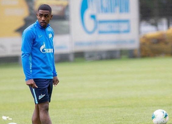 Malcom, en un entrenamiento del Zenit