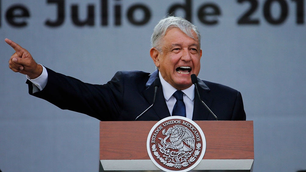 Andrés Manuel López Obrador en una conferencia de prensa