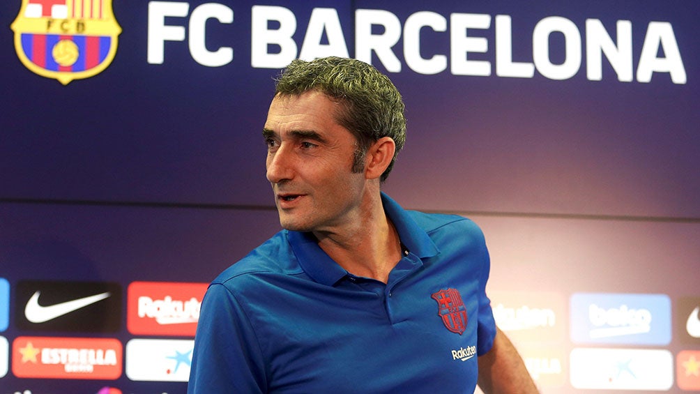 Ernesto Valverde en una conferencia de prensa