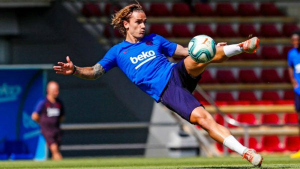 Antoine Griezmann durante entrenamiento con el Barcelona 