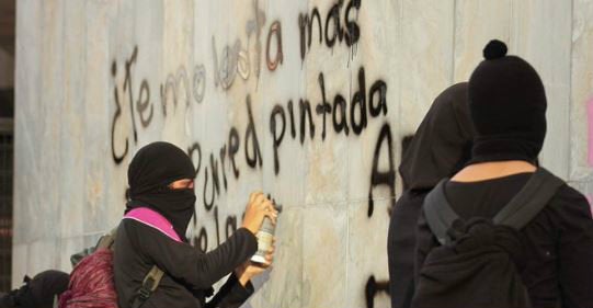 Algunas mujeres durante la protesta