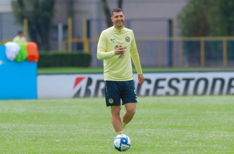 Guido Rodríguez, en un entrenamiento con el América