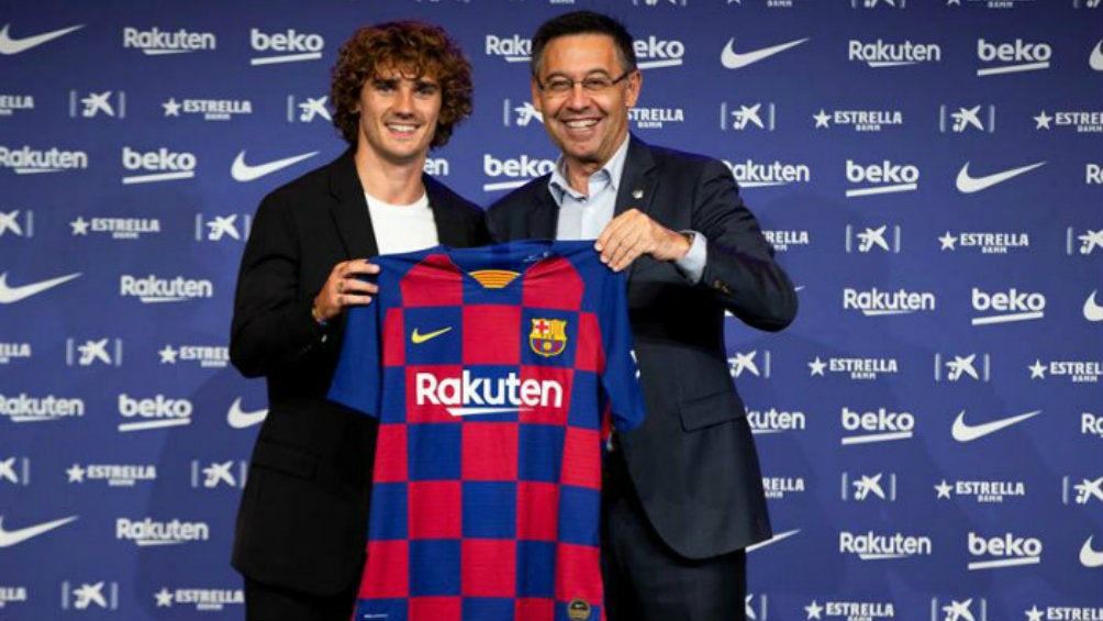 Griezmann, durante su presentación con el Barcelona