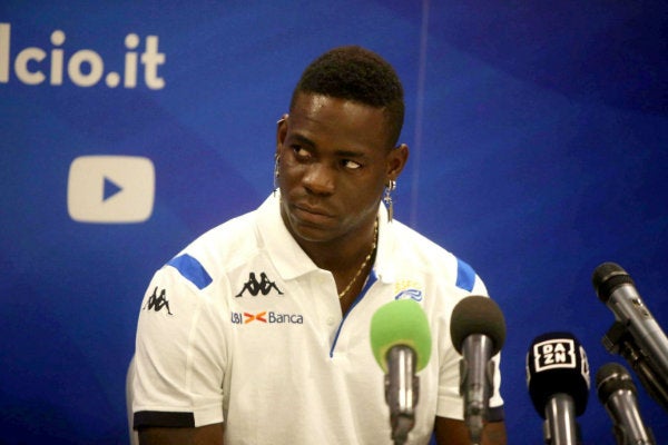 Mario Balotelli en conferencia de prensa del Brescia