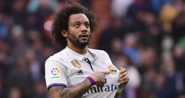 Marcelo celebrando una anotación con Real Madrid