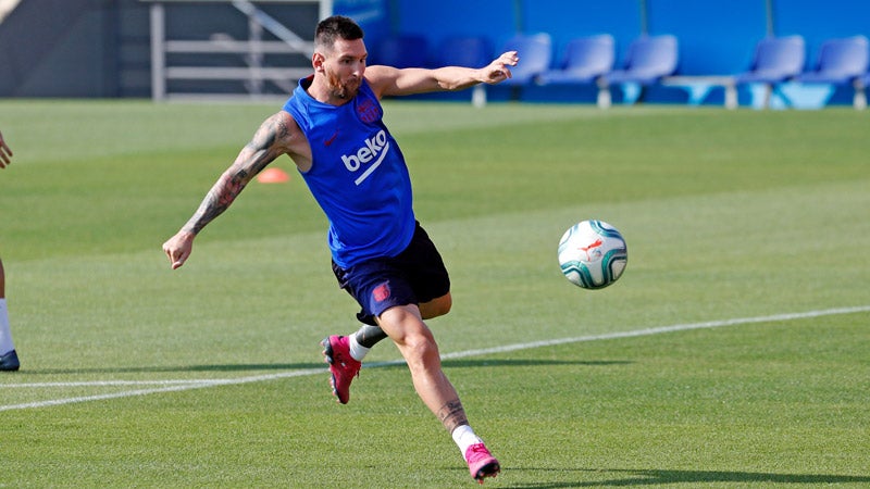 Messi, durante un entrenamiento con Barcelona 