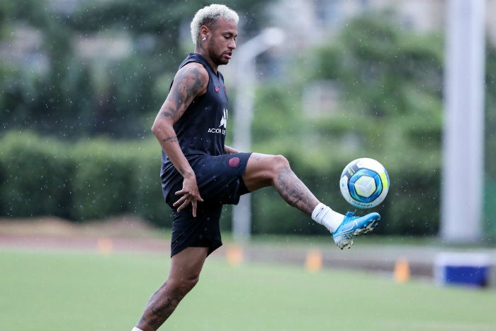 Neymar, en un entrenamiento del PSG