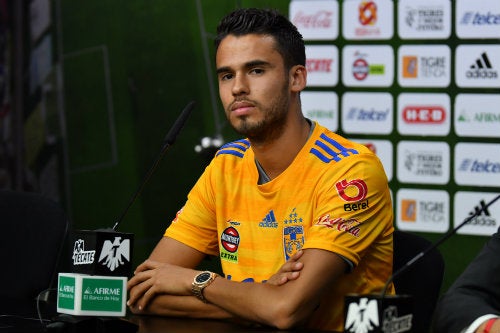 Diego Reyes durante su presentación con Tigres