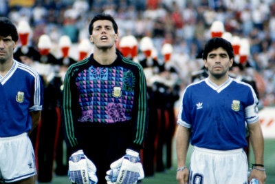 Diego Maradona con la Selección Argentina en 1990