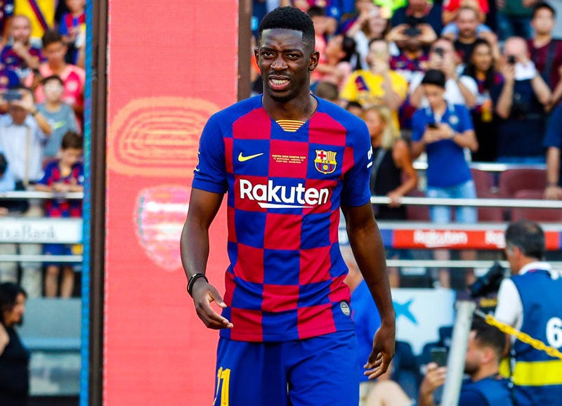 Dembélé presuma la nueva 'armadura' del Barça 