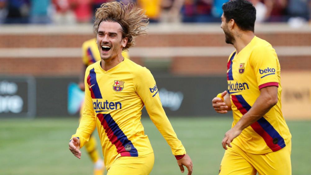 Griezmann celebra en partido del Barcelona