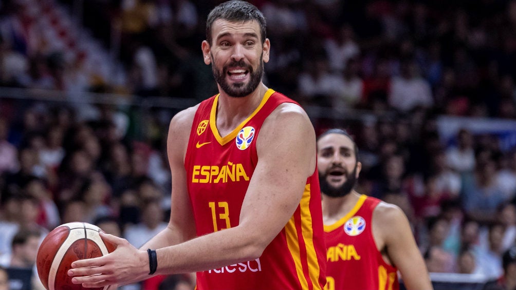 Marc Gasol y Ricky Rubio durante el partido