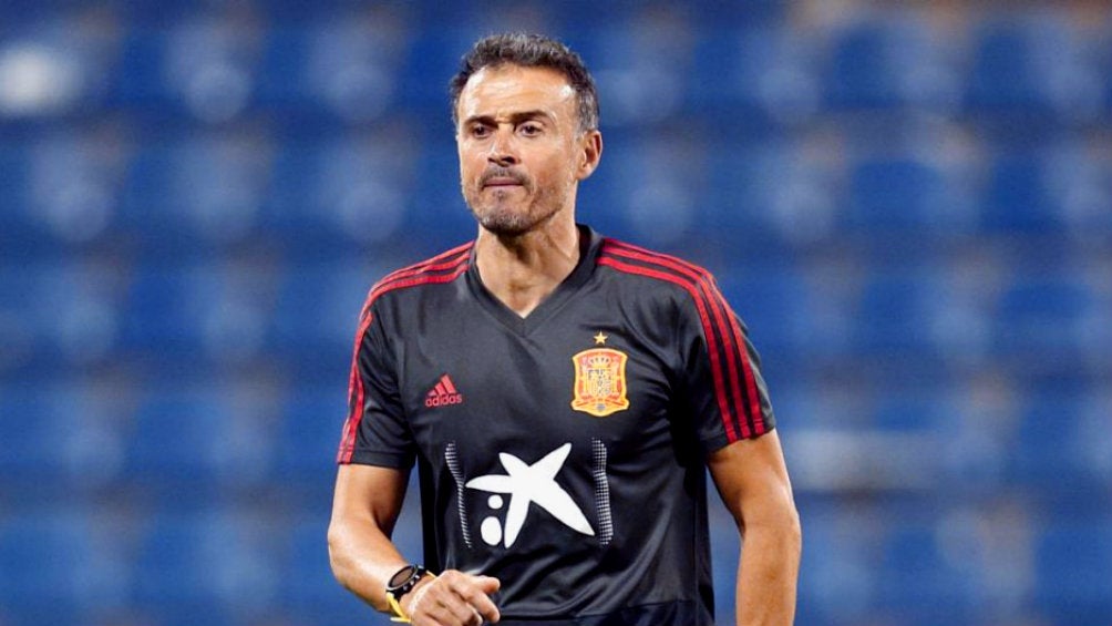 Luis Enrique durante un entrenamiento con la Selección española