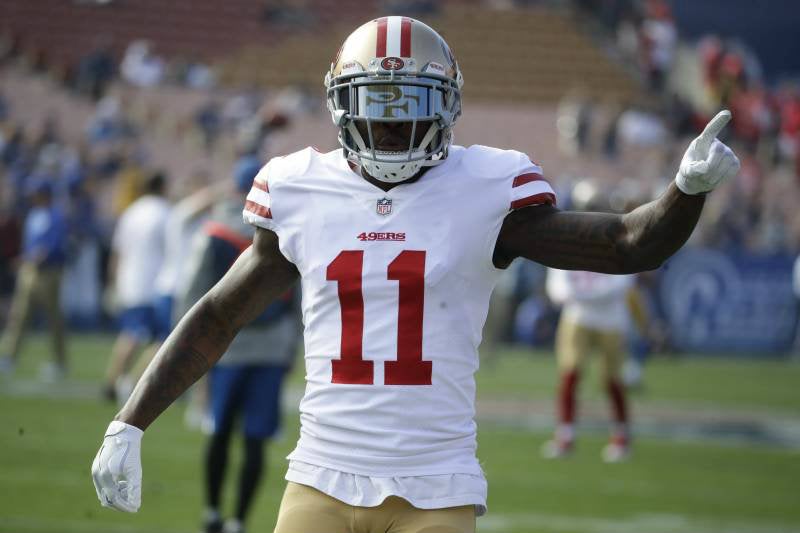 Marquise Goodwin durante un juego con los  49ers