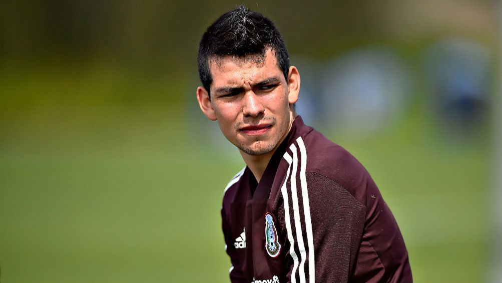 Hirving Lozano, en un entrenamiento con el Tri