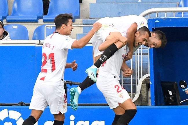 Jordan celebra el gol del triunfo del Sevilla