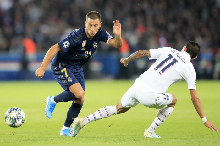 Hazard, durante un partido de Champions League