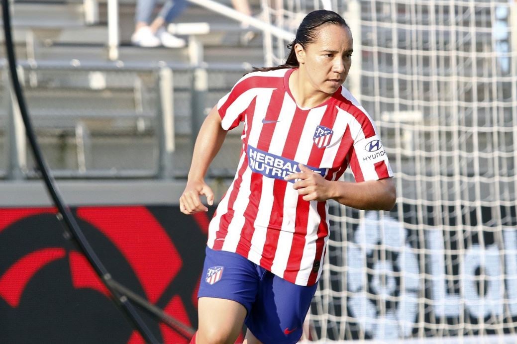 Charlyn Corral, en un juego con el Atlético de Madrid