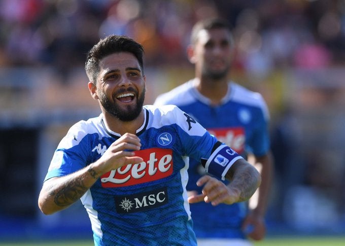 Lorenzo Insigne celebra su gol contra el Lecce