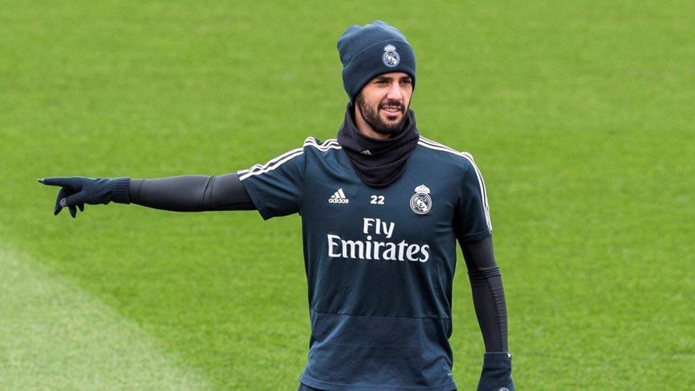 Isco, en un entrenamiento del Real Madrid