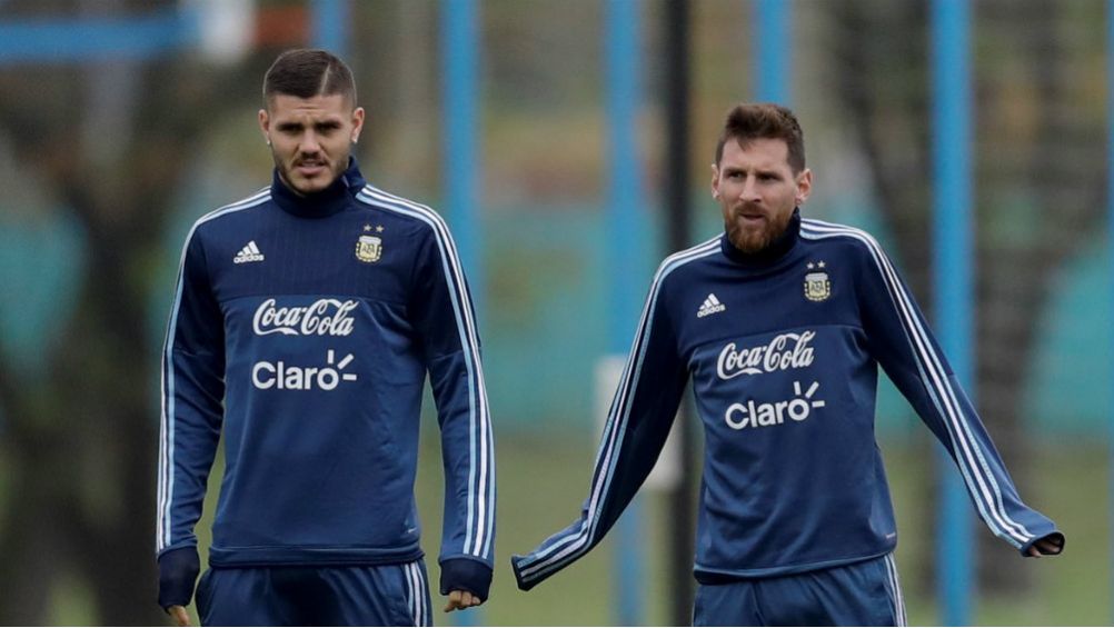 Mauro Iacrdi y Lionel Messi en la selección argentina