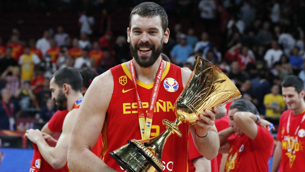 Marc Gasol celebra el campeonato del mundo con España