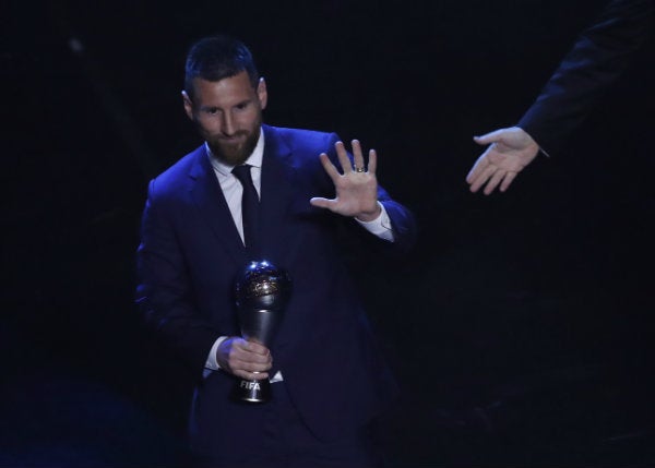 Messi tras recibir el The Best