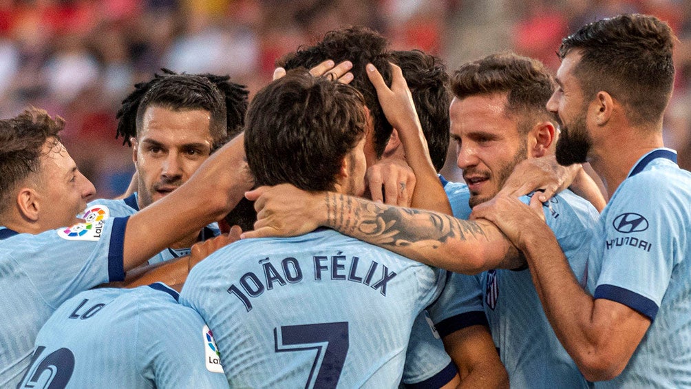 Jugadores del Atlético de Madrid celebran gol contra Mallorca