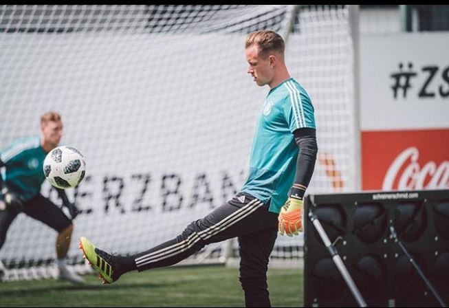 Ter Stegen en un entrenamiento con la selección de Alemania