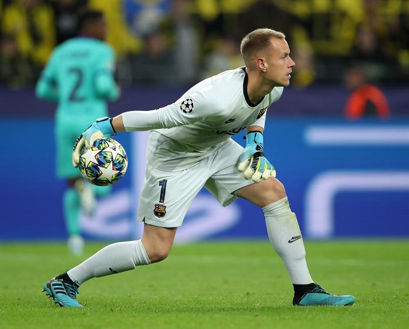 Ter Stegen, en un juego con el Barcelona