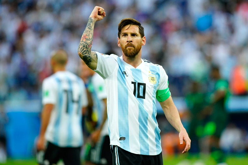 Messi celebra un gol con la selección de Argentina 