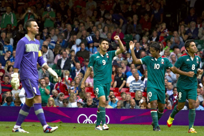 Oribe, en festejo de gol en Londres 2012