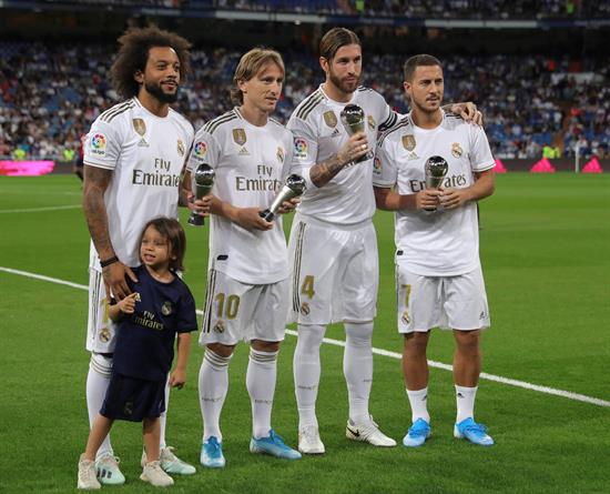 Jugadores del Real Madrid, previo al arranque de un partido