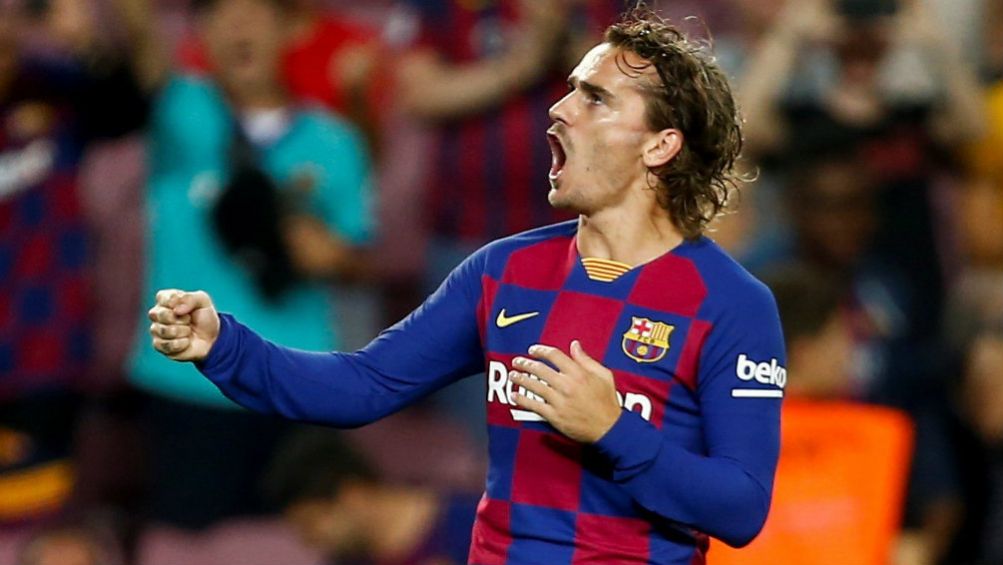 Griezmann festeja un gol con el Barcelona