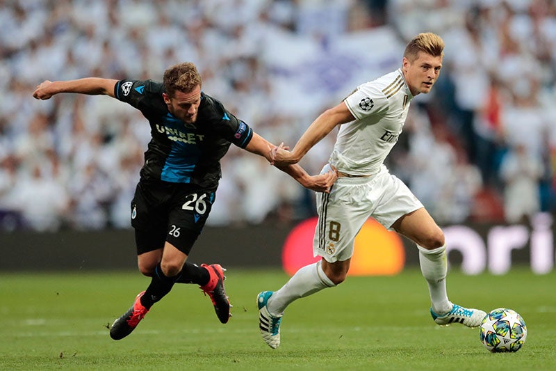 Toni Kroos en el duelo de la Champions League contra Brujas