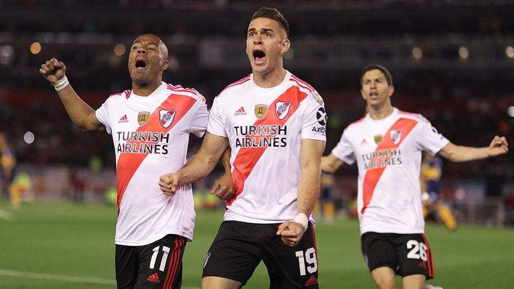 Borré festeja gol contra Boca Juniors